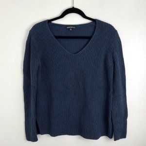J. Crew Mercantile Blue V-Neck Shaker Knit Sweater